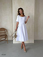 Романтична жіноча сукня міді з об'ємними рукавами на резинці з 42 по 48 розмір, фото 3
