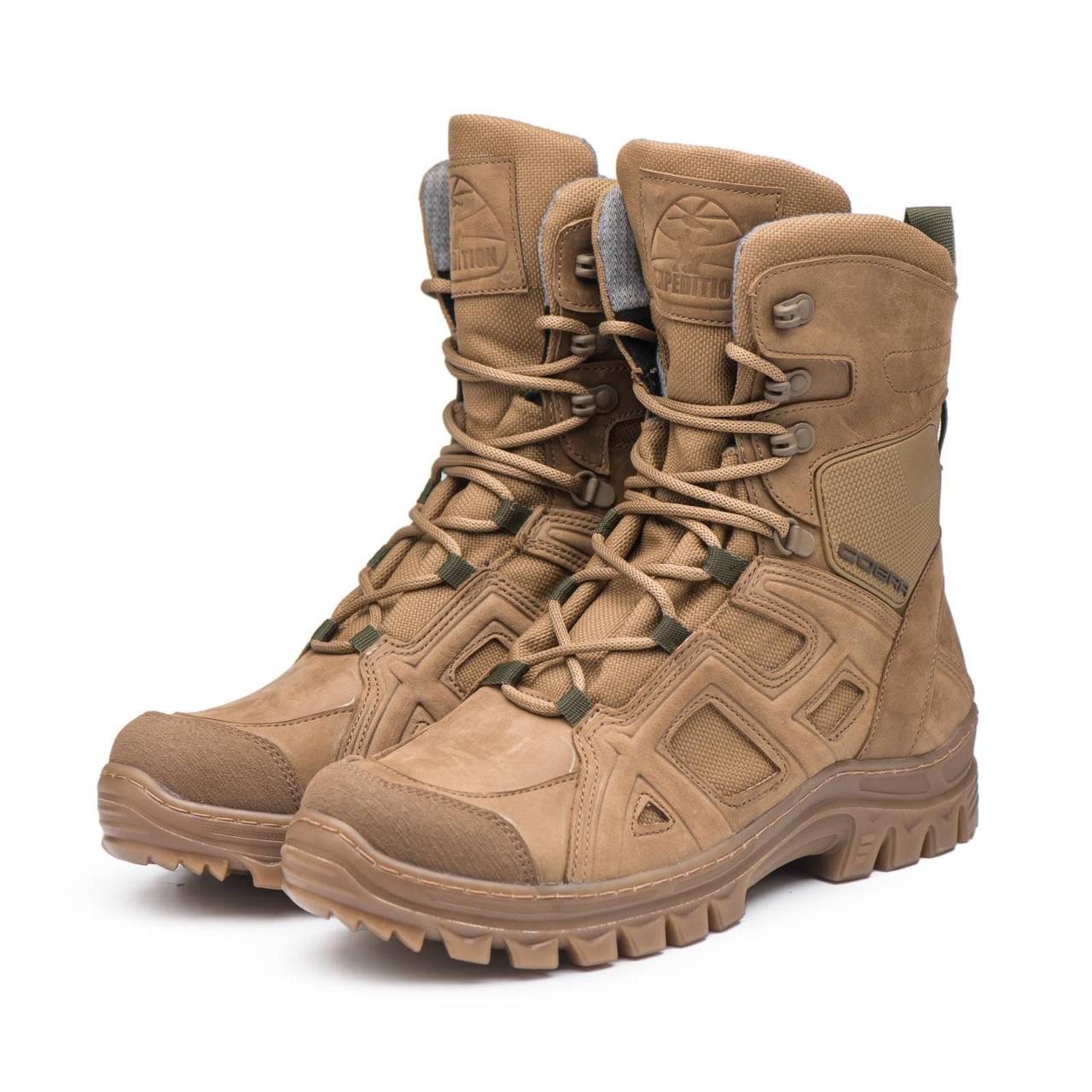 Демісезонні берці PAV 802 Cobra койот шкіряні прошиті з мембраною Winterfrost, фото 1