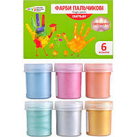 Набор красок из 6 перламутровых цветов для рисования пальцами Craft and Joy Гамма в упаковке 6 шт