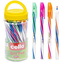 Шариковая масляная ручка в в ведерке синяя Cello CL278PVC в упаковке 50 шт