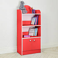 Домик этажерка для детской с полками и шкафчиком под игрушки или книги Bambi BW 207-10 Красный