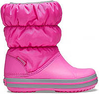 Зимние сапоги Crocs Kids Winter Puff Boot Electric Pink/Light Grey р. 12/29/18/5см