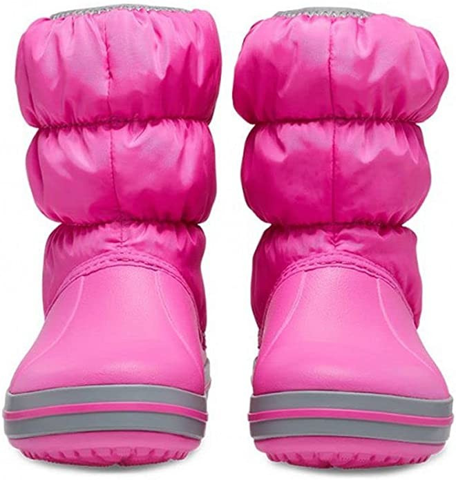 Crocs Kids Winter Puff Boot Electric Pink Light Grey