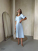 Романтична жіноча сукня міді з об'ємними рукавами на резинці з 42 по 48 розмір, фото 2