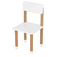 Детский деревянный стульчик на деревянных ножках с ровной спинкой Bambi 04-3W Белый