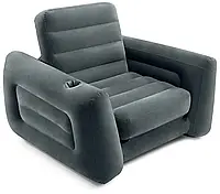 Односпальное надувное кресло-трансформер для дома и дачи 75056 Intex 117 x 224 x 66 см Серый