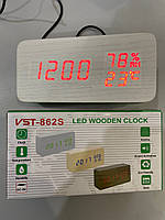 Годинник VST-862S-1 з червоною підсвіткою, термометр + вологість