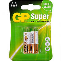 Пальчиковая батарейка щелочная по 2 шт GP Alkaline Super 15A-U2 LR6 AA в упаковке 6 шт