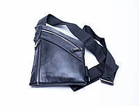 Кожаная мужская сумка-кобура сумка-слинг cross body 6002 черная