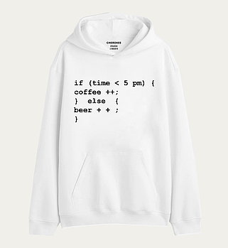 Худі толстовка в білому кольорі  "Coffee or beer"
