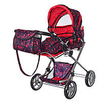 Стильная детская коляска для кукол с люлькой переноской и сумочкой Melogo 9333 / 014/ 9119 Розово-фиолетовый
