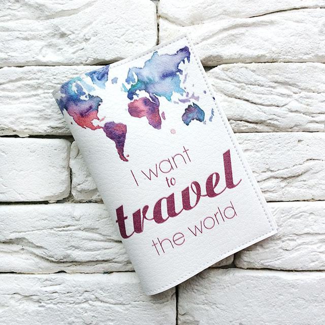 Обкладинка для паспорта I want to the world travel
