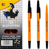 Шариковая ручка в оранжевом корпусе черная CORVINA CR51 в упаковке 50 шт