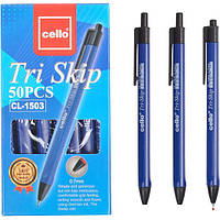 Автоматическая шариковая ручка на масляной основе синяя "Tri Skip" Cello CL1503 в упаковке 50 шт