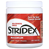 Stridex, Single-Step, контроль акне, максимальна дія, без спирту, 90 м’яких подушечок, фото 4