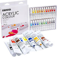 Акриловые краски для рисования по 12 мл в тубусах на 24 цвета Art Ranger Acrylic EA2412 в упаковке 24 шт