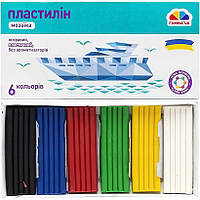 Пластилін на восковій основі 6 кольорів Мозаїка вага 90 г гама в упаковці