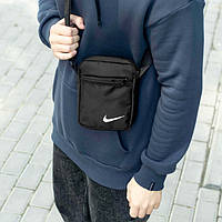 Спортивная мужская сумка мессенджер через плечо Nike Set черная текстильная с сеткой барсетка найк