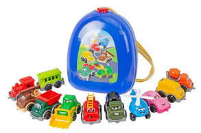 Набір іграшкових машинок ігровий дитячий «Міні» ТехноК у рюкзаку, Ігрові машинки для дітей для хлопчиків