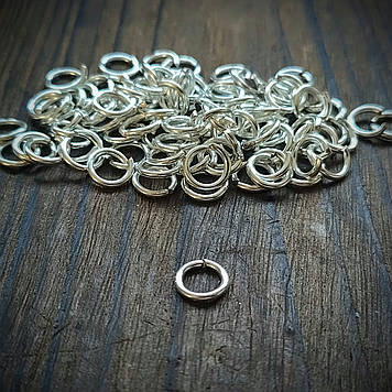 Посріблені мідні з'єднувальні кільця з дроту 1,2 х 4 мм