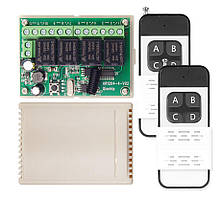 KR1204 4-х канальне радіо реле на 6-30В 433мГц 7 режимів у комплекті 2 пульти 1км на 4 канали сухий контакт