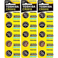 Плоские батарейки 3V в виде таблетки Toshiba CR 2016 на блистере 5 шт 588884/30411555 в упаковке 10 шт