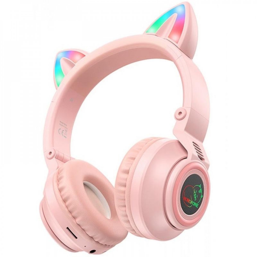Навушники Bluetooth Borofone BO18 Cat ear Pink, фото 1