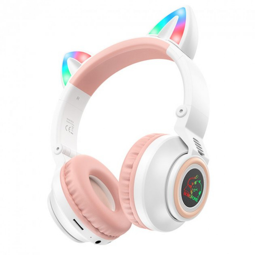 Навушники Bluetooth Borofone BO18 Cat ear White, фото 1