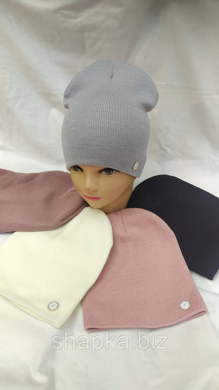 Шапка підліткова, подвійна в'язка, фото 1