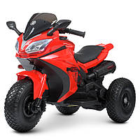 Мощный трехколесный детский мотоцикл на аккумуляторе с светом фар и запуск кнопкой Bambi M 4840AL-3 Красный