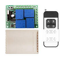 KR1204 радіо реле 4-х канальне на 12В 433мГц 7 режимів у комплекті з пультом 1км на 4 канали сухий контакт