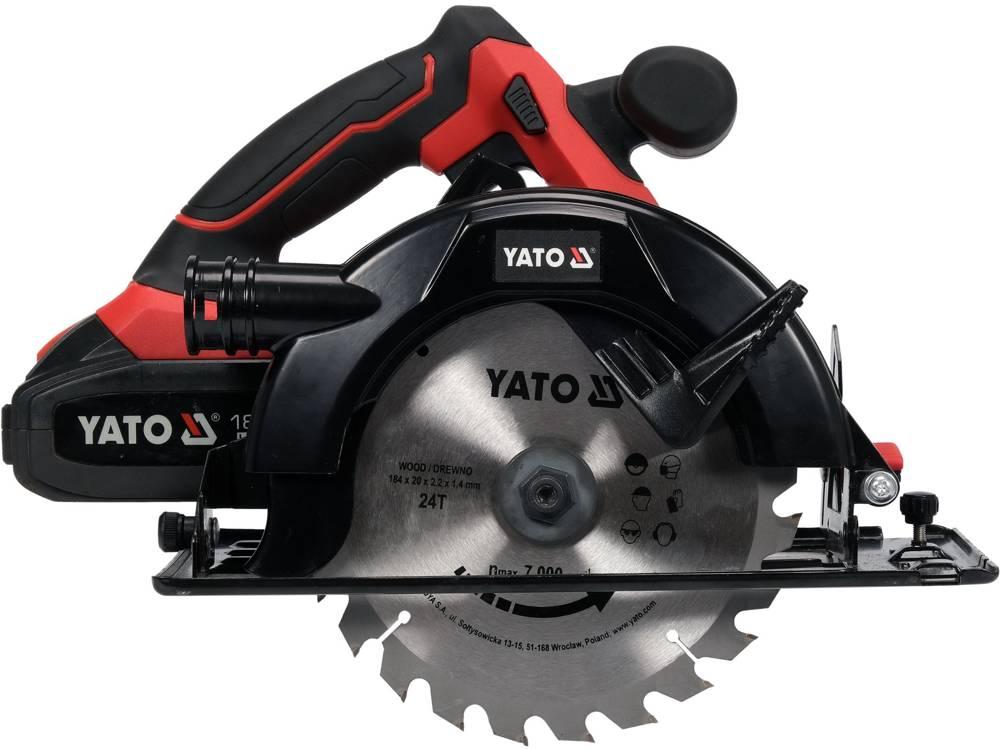 Пила дискова ручна акумуляторна YATO 18В Li-Ion 3А·год диск 185х20х2.2 мм