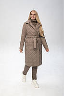 Демісезонне стьобане пальто Міра з поясом на тінсулейті 44-54 розміри різні кольори
