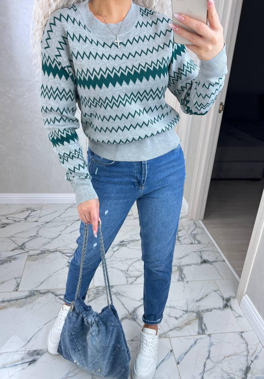 Жіночий светр із геометричним візерунком (р. 42-46) 91043267, фото 1