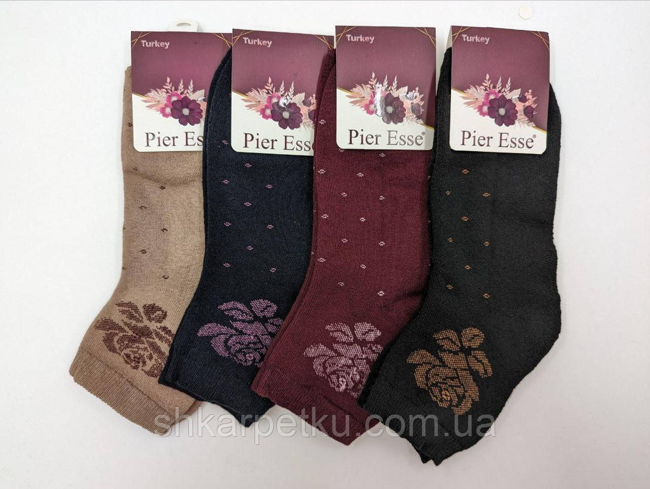 Жіночі шкарпетки махрові Pier Esse з запахом однотонні квітка 36-40 12 пар/уп мікс кольорів