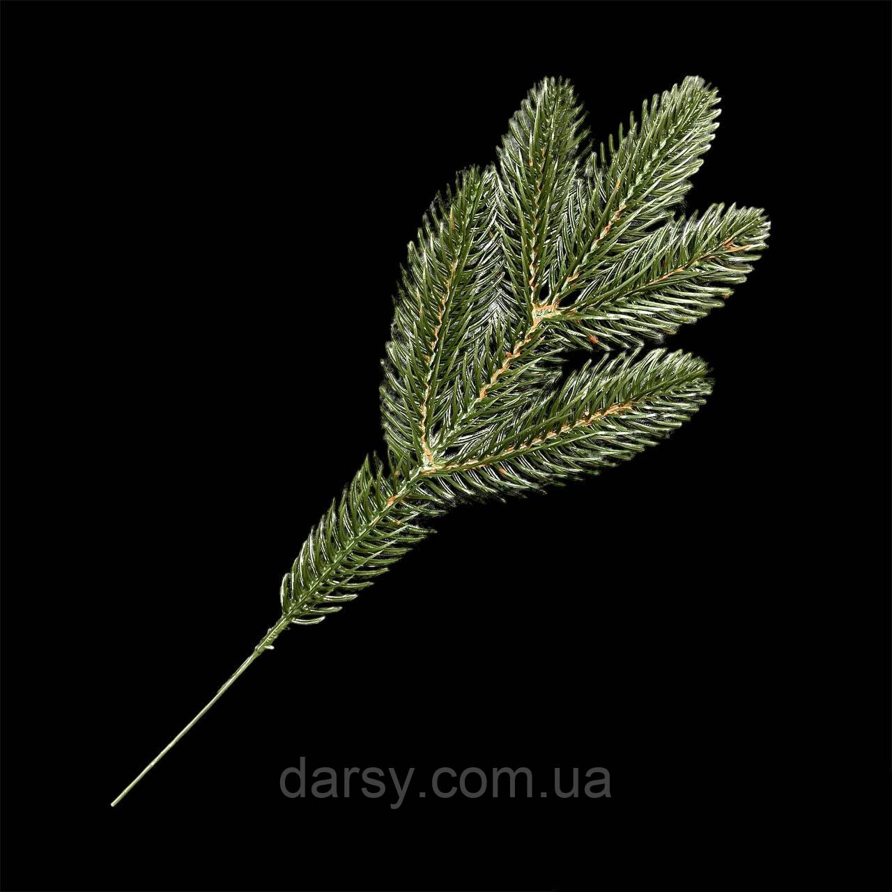 Гілочка ялинки штучка декоративна п'ятилапка двостороння ялинки, хвої 29 см колір зелений, фото 1