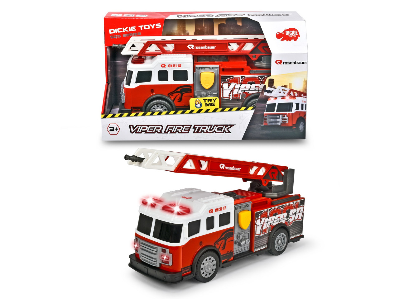 Пожежна машина Dickie Toys Вайпер з висувною драбиною, зі звуком і світловими ефектами 27,5 см (3714019)