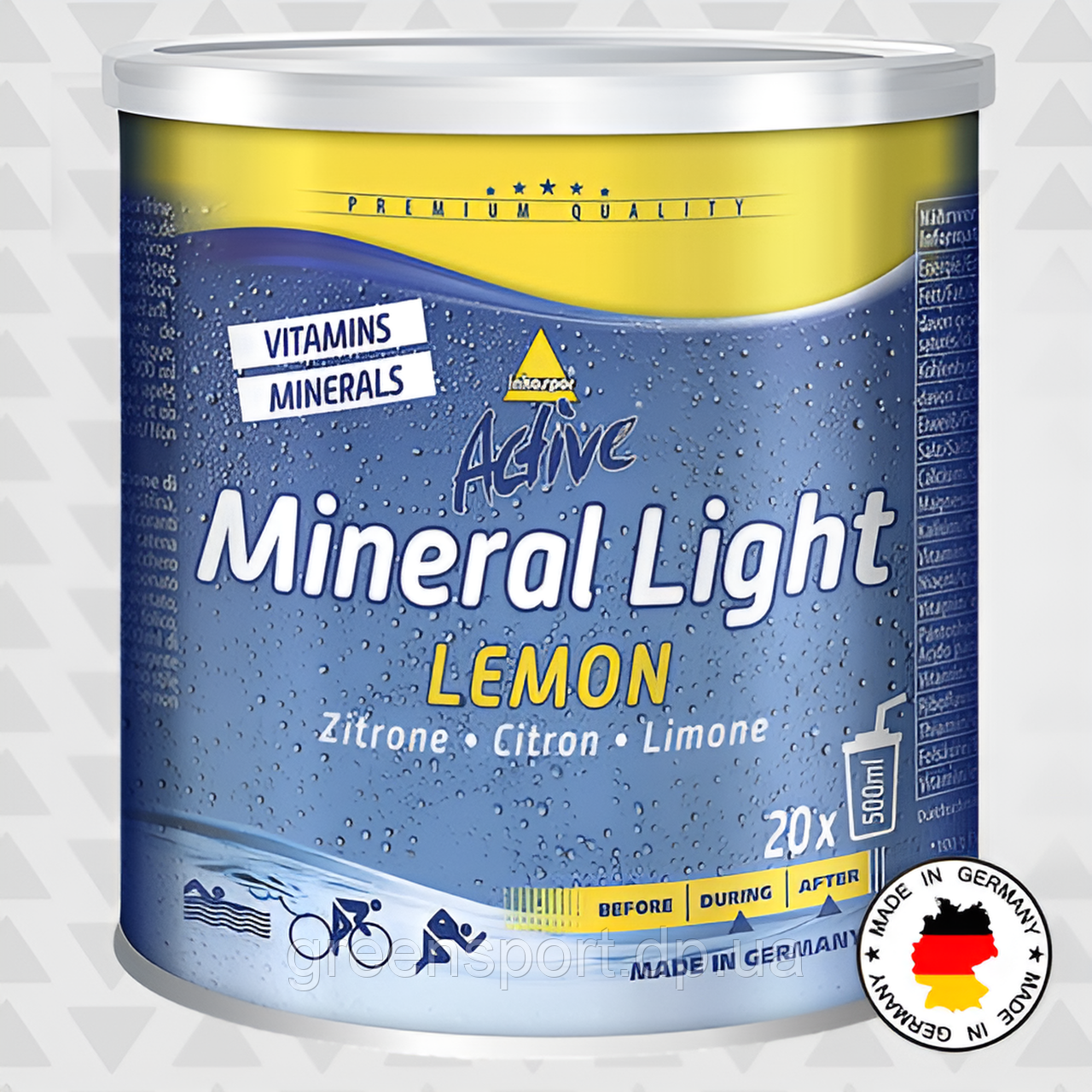 Inkospor Mineral Light 330 г, ізотонік, енергетик, комплекс вуглеводів, вітамінів та електролітів, смак лимон