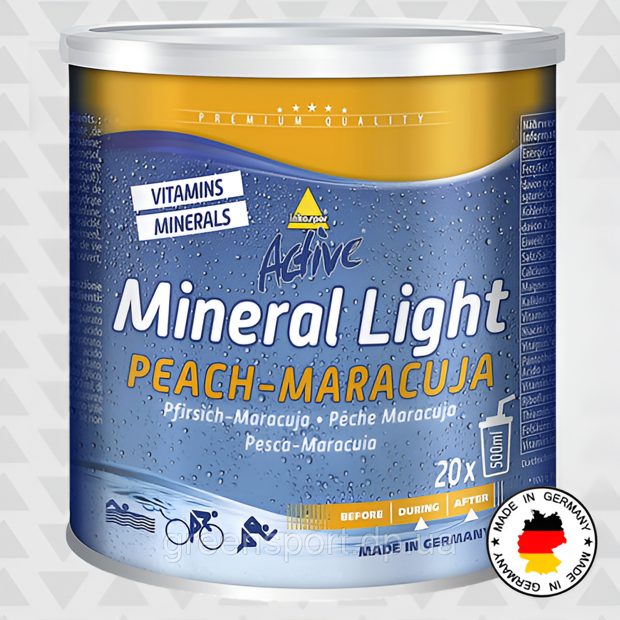 Inkospor Mineral Light 330 г вкус Персик-маракуйя, Энергетики, Изотоники, Комплекс витаминов и макроэлементов - фото 1 - id-p960534914