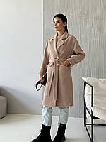 Демисезонное женское роскошное кашемировое пальто с поясом, размер 40,42,44,46,48,50