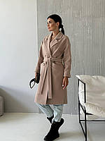 Демисезонное женское роскошное кашемировое пальто с поясом, размер 40,42,44,46,48,50 42