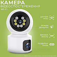 Домашняя IP камера видеонаблюдения WiFi для дома поворотная вай фай p2p smart. Видеоняня