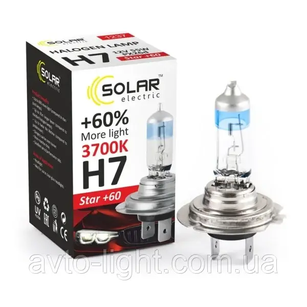 Лампа галогенова H7 12V Solar Starlight+60%1шт