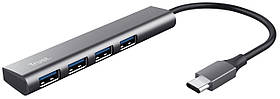 Trust USB-хаб Halyx Type-C to 4-Port USB-A 3.2 Grey