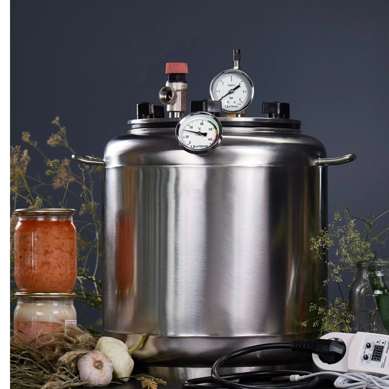 Електричний побутовий автоклав для консервування (8 банок, неіржавка сталь)