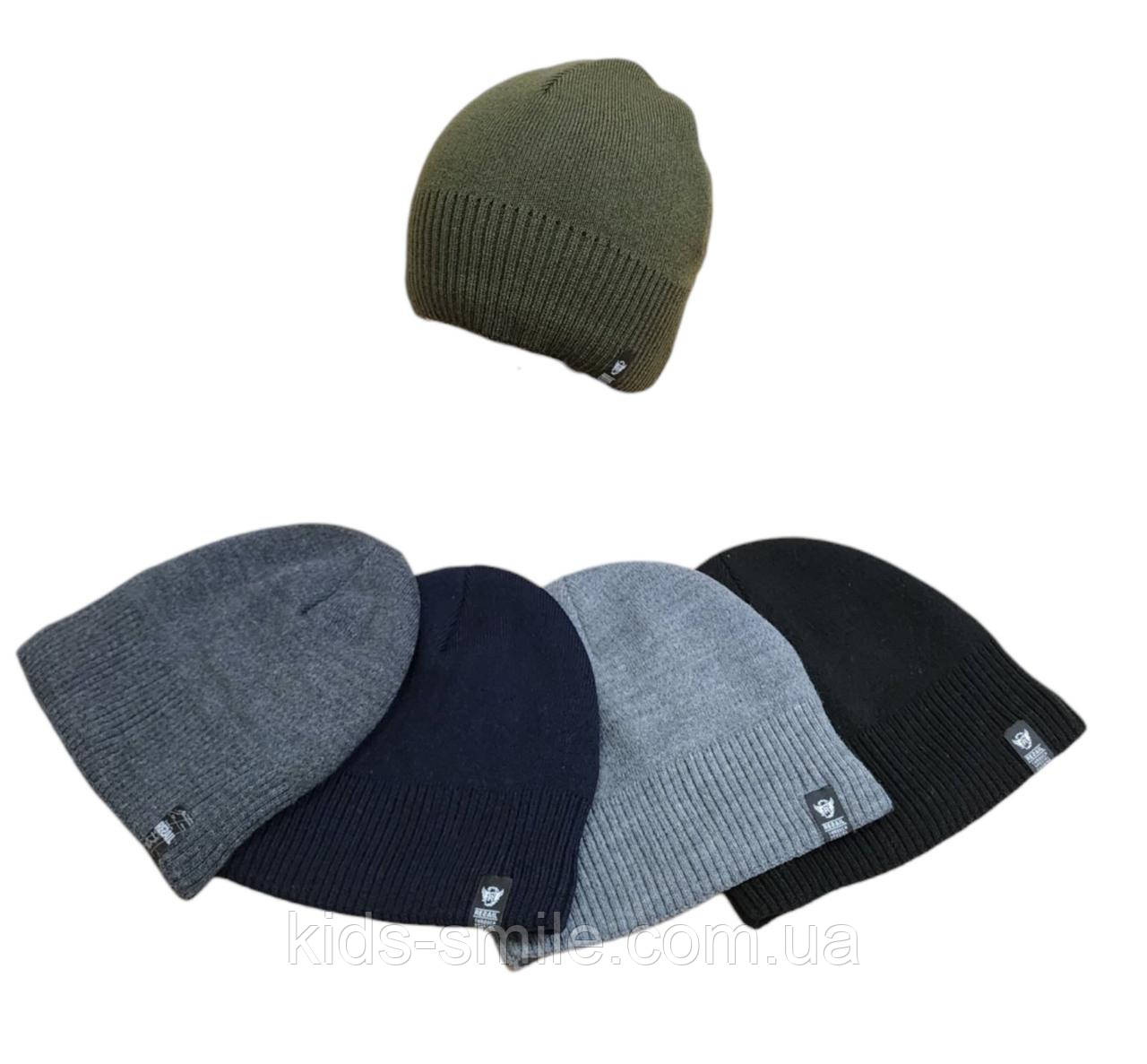 Шапки чоловічі теплі в'язані "Фліс"