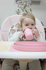 Силіконова чашка FreeOn з ручками і соломинкою, рожева