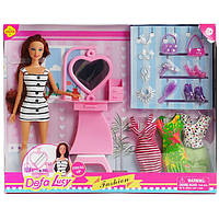 Кукла с нарядами (кукла типа барби 30 см, 3 дополнительных комплекта одежды, зеркало, аксессуары) 8418