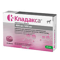 Кладакса 400 мг/100 мг антибактериальный препарат для собак и кошек, 12 таблеток