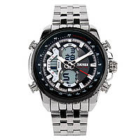 Skmei 0993 мужские наручные часы на браслете серебристые с черным циферблатом